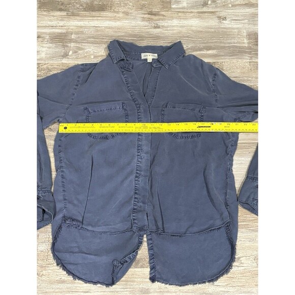 Anthropologie Cloth & Stone Tencel Button Front Long Sleeve Blouse Hi-low Large - Picture 4 of 6